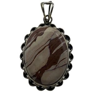Zebra Jasper Gemstone Sterling Silver 925 Pendant 1.8in
